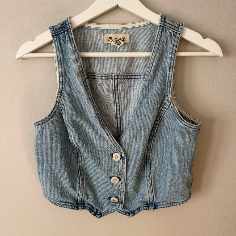 Madewell Cropped Denim Vest